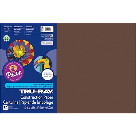 Tru-Ray Paper, Const, 12X18, Dkbn, 50Sh, PK50 PAC103056